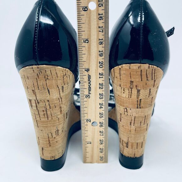 Coach Joslin Black Open-Toe Cork Heel Wedge Sandals Women's 7M - Great Condition - Picture 9 of 11